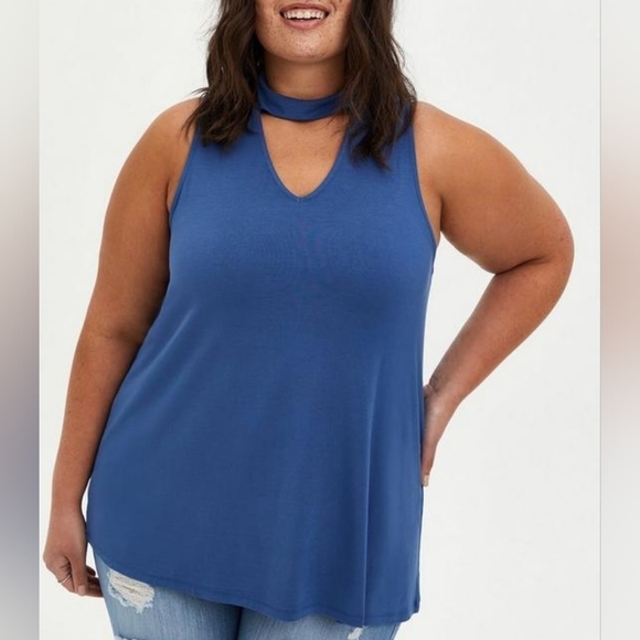 Torrid Blue Sleeveless Tank Top - Picture 2 of 6